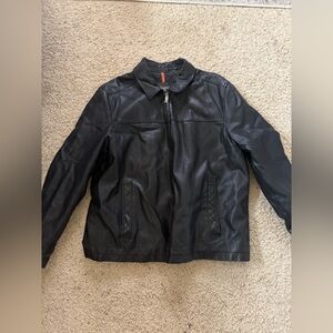 Black Leather oversized Jacket